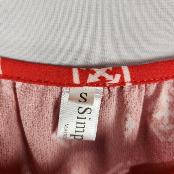 Simple Fun Flutter Sleeve Women’s Blouse M Pullover Round Neck Tie Office - Picture 5 of 8